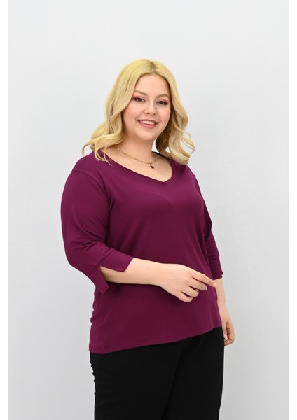 Kadın Büyük Beden Bantlı V Yaka Bluz 1919-25 fiyatları