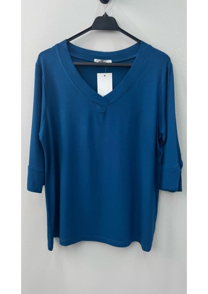 Kadın Büyük Beden Bantlı V Yaka Bluz 1919-25