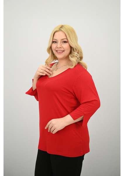 Kadın Büyük Beden Bantlı V Yaka Bluz 1919-25 fiyatları