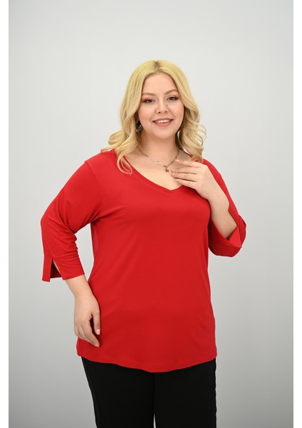 Kadın Büyük Beden Bantlı V Yaka Bluz 1919-25 modelleri