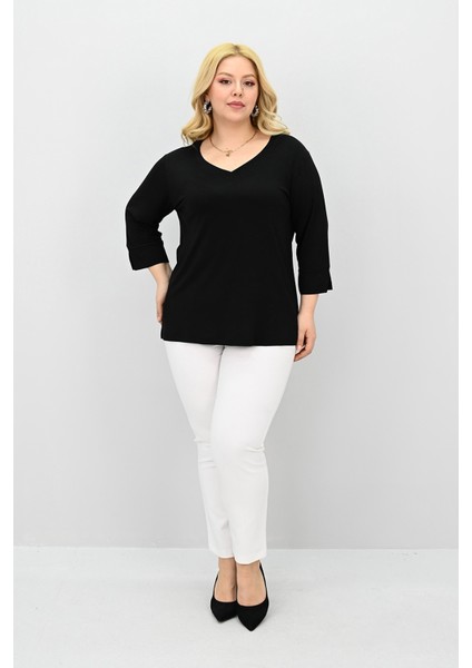 Kadın Büyük Beden Bantlı V Yaka Bluz 1919-25 modelleri