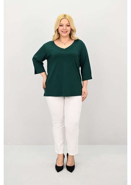 Kadın Büyük Beden Bantlı V Yaka Bluz 1919-25 modelleri