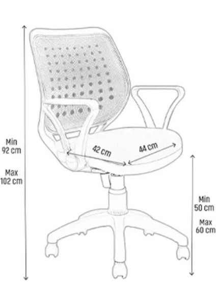 Winney Fileli Terletmeyen Ergonomik Pro Ofis Toplantı Sekreter Çalışma Koltuğu
