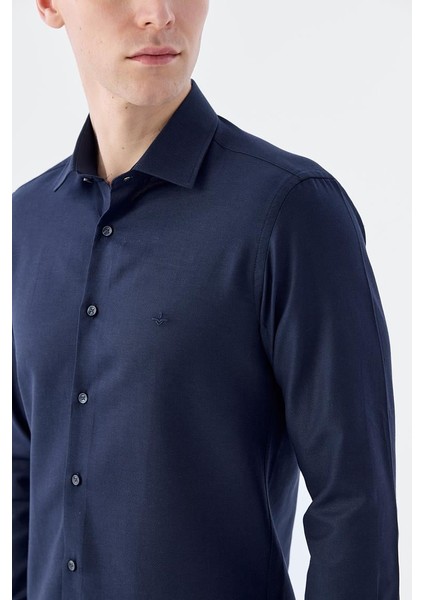 Koyu Lacivert Comfort Fit Düğmeli Yaka Gömlek modelleri