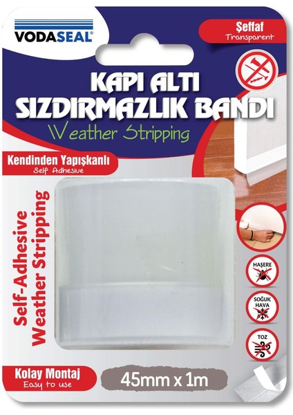 Kapı Altı Sızdırmazlık Bandı 45 Mm. - 1 Mt. - Şeffaf