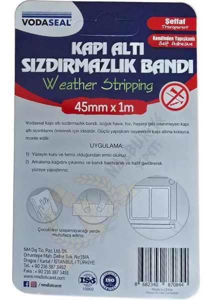 Kapı Altı Sızdırmazlık Bandı 45 Mm. - 1 Mt. - Şeffaf fiyatları