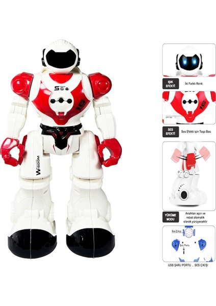Uzaktan Kumandalı Full Fonksiyon Şarjlı Işıklı, Sesli Dansçı Interaktif Robot
