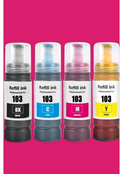 103 Uyumlu 4 Renk Muadil Mürekkep Seti - L1210/L3210/L3211/L3250/L3251/L3256 Uyumlu fiyatları