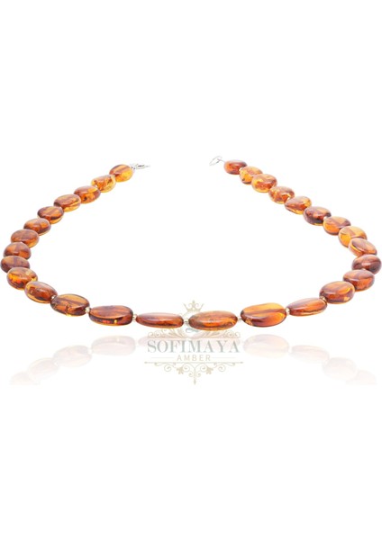 Doğal Sertifikalı Kehribar Kolye - Oval Kesim Kehribar