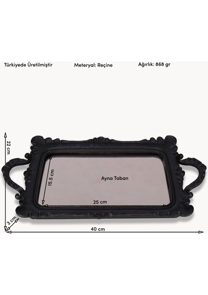 Linas Aynalı Tepsi Siyah