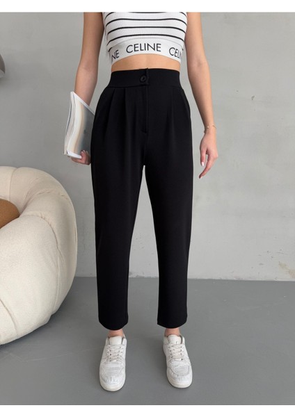 Kadın Yüksek Bel Havuç Kesim Esnek/ Likralı Kumaş pantolon modelleri