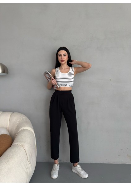 Kadın Yüksek Bel Havuç Kesim Esnek/ Likralı Kumaş pantolon indirimleri