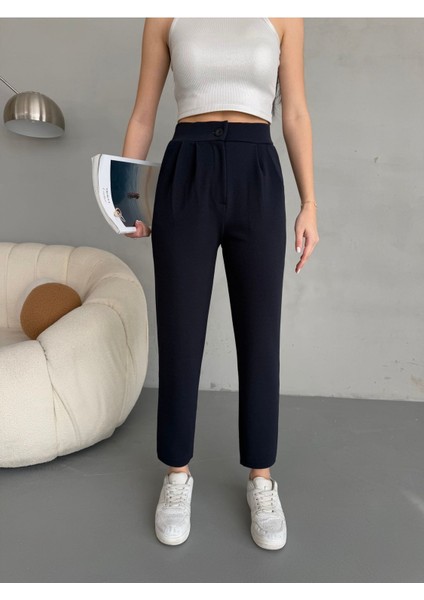 Kadın Yüksek Bel Havuç Kesim Esnek/ Likralı Kumaş pantolon modelleri