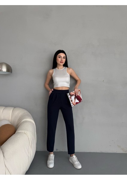 Kadın Yüksek Bel Havuç Kesim Esnek/ Likralı Kumaş pantolon indirimleri