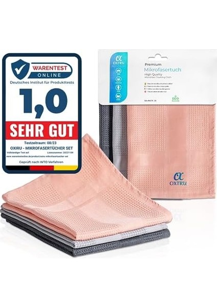 Mikrofiber Bez Set 40X60 cm - Büyük Boy Cam Silme Bezi, Bulaşık Yıkama Bezi, Mutfak ve Araba Için Microfiber Temizlik Bezi, Ekran Temizleyici ve Sihirli Cam Bezi, Antrasit/gri/pembe