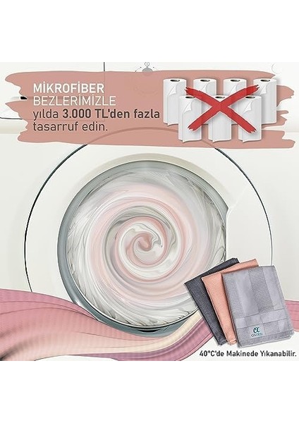 Mikrofiber Bez Set 40X60 cm - Büyük Boy Cam Silme Bezi, Bulaşık Yıkama Bezi, Mutfak ve Araba Için Microfiber Temizlik Bezi, Ekran Temizleyici ve Sihirli Cam Bezi, Antrasit/gri/pembe