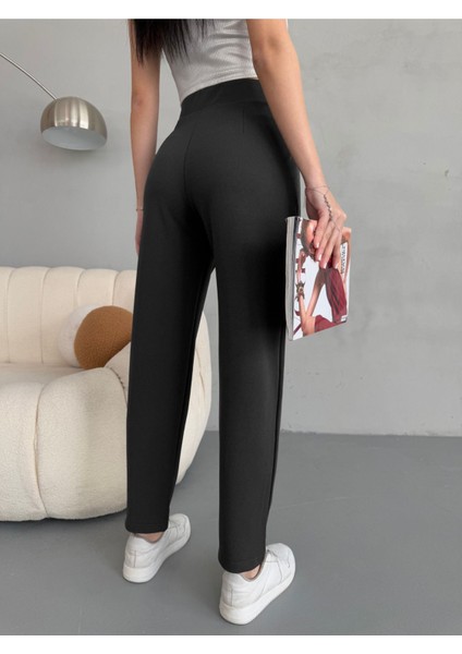 Kadın Yüksek Bel Havuç Kesim Esnek/ Likralı Kumaş pantolon