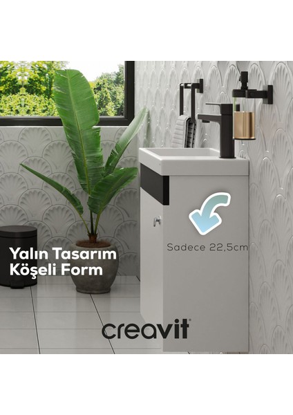 Elmas Lavabo Dolabı 45 cm Beyaz-Siyah fiyatları