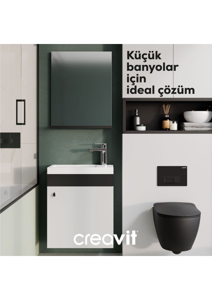 Elmas Lavabo Dolabı 45 cm Beyaz-Siyah modelleri