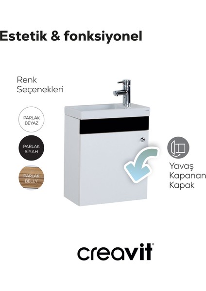 Elmas Lavabo Dolabı 45 cm Beyaz-Siyah fırsatları