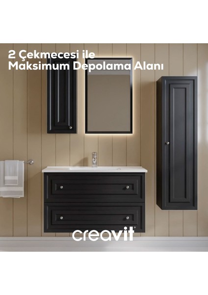 Kayra Lavabo Dolabı Çekmeceli 100CM Mat Antrasit fiyatları