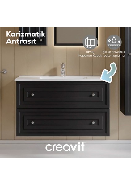 Kayra Lavabo Dolabı Çekmeceli 100CM Mat Antrasit fırsatları