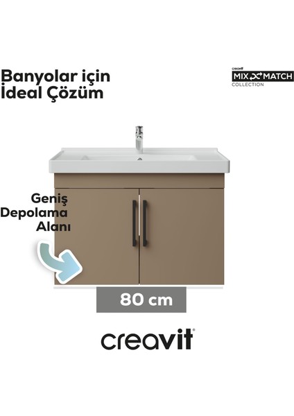 D20 80 cm Kapaklı Lavabo Dolabı Dafne Melamin Kapak (Demonte)