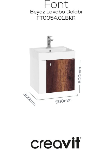 Font Lavabo Dolabı 50 cm Beyaz-Bakır