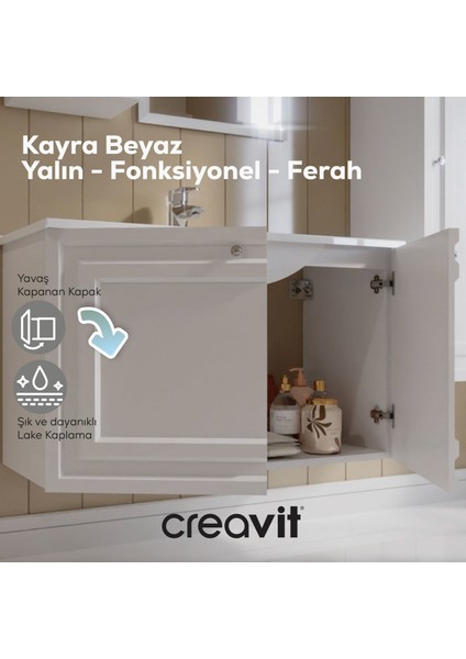 Kayra Lavabo Dolabı Kapaklı 100CM Mat Beyaz modelleri