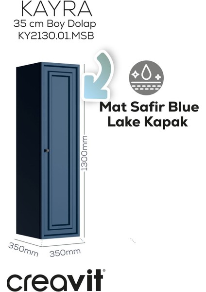 Kayra Boy Dolabı 130CM Mat Safire Blue