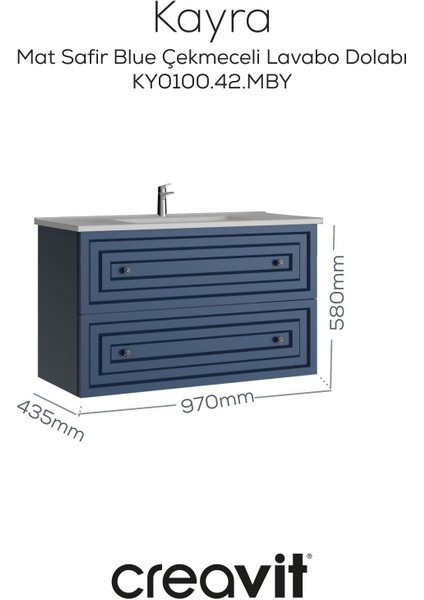 Kayra Lavabo Dolabı Çekmeceli 100CM Matsafireblue