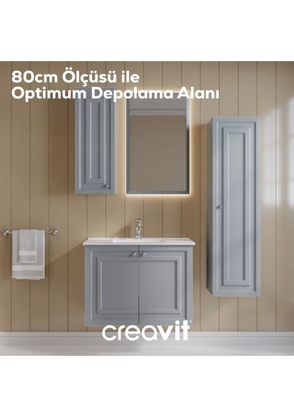 Kayra Lavabo Dolabı Kapaklı 80CM Mat Gri fırsatları