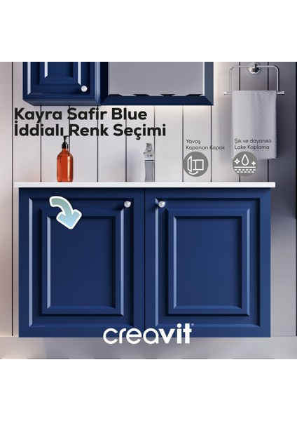 Kayra Mat Safir Blue Lavabo Dolabı Kapaklı 100CM fiyatları