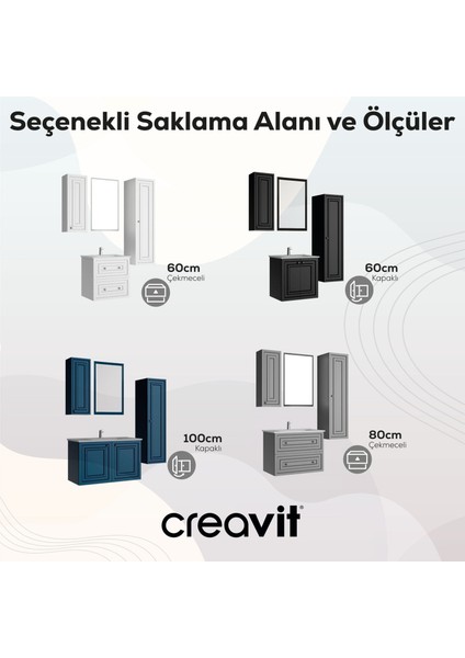 Kayra Lavabo Dolabı Kapaklı 60CM Mat Antrasit
