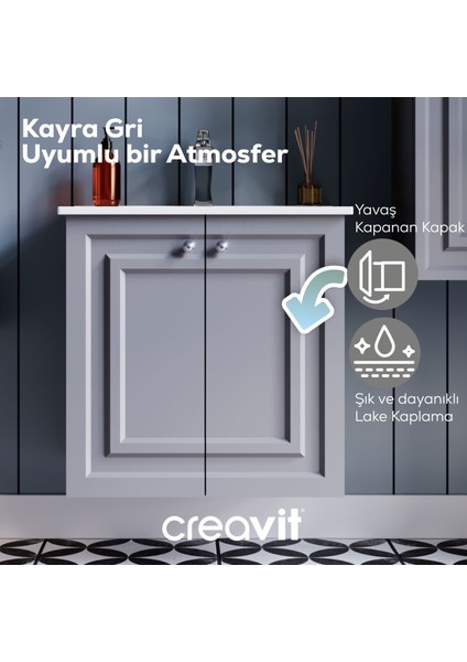 Kayra Lavabo Dolabı Kapaklı 60CM Mat Gri fırsatları