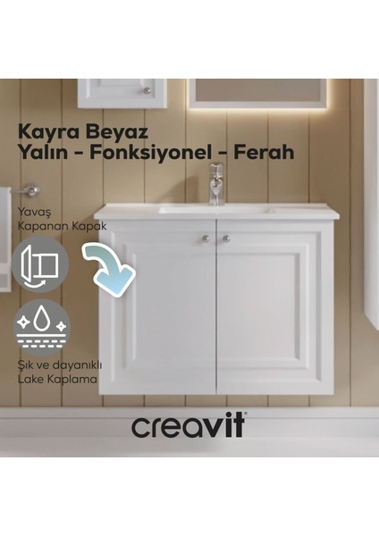 Kayra Lavabo Dolabı Kapaklı 80CM Mat Beyaz modelleri