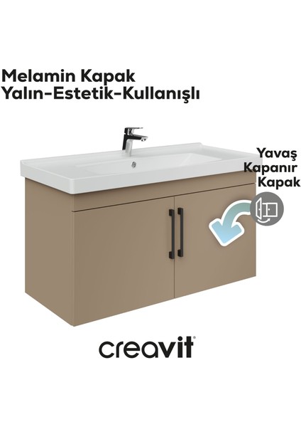 D20 100 cm Kapaklı Lavabo Dolabı Dafne Melamin Kapak