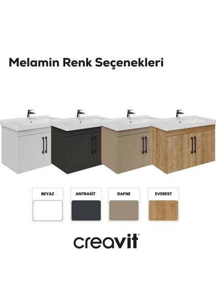D20 80 cm Kapaklı Lavabo Dolabı Beyaz Melamin Kapak (Demonte)