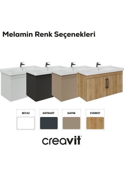 D20 100 cm Kapaklı Lavabo Dolabı Antrasit Melamin