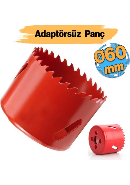 Bi Metal Panç Ø 60 mm Delik Açma Alçıpan Ahşap Pvc Delme Testeresi Adaptörsüz 1 Adet