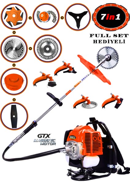 Eısenn Alman 7 In 1 W-power 20 Hp Fireprof Motor Bakır Sargılı Sırt Tipi Ot Çim Biçme Tırpan Makinası