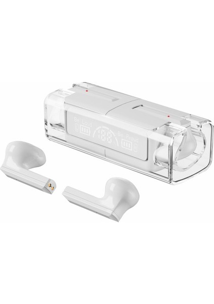 Unband LB83 Bluetooth Kablosuz Kulaklık Stereo Hifi Ses Şeffaf Tasarım Dijital Ekranlı Spor Kulaklık Şarj Kutusu - Siyah (Yurt Dışından)