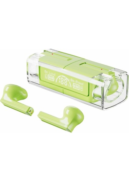 Unband LB83 Bluetooth Kablosuz Kulaklık Stereo Hifi Ses Şeffaf Tasarım Dijital Ekranlı Spor Kulaklık Şarj Kutusu - Siyah (Yurt Dışından)