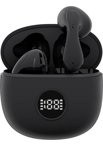 Amorus T88 Tws Bluetooth 5.3 Kablosuz Kulaklık Dijital Ekranlı Spor Kulaklık Şarj Kutusu (Ce Belgesi Yok) - Siyah (Yurt Dışından)