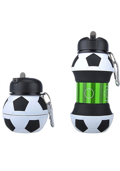 Çocuk Su Bardağı Taşınabilir Damla Geçirmez ve Sızdırmaz Silikon Katlanır Su Şişesi Futbol 550 ml (Yurt Dışından)