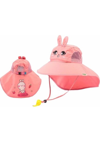 Çocuk Güneş Koruyucu Uv Şapka - Pembe (Yurt Dışından)