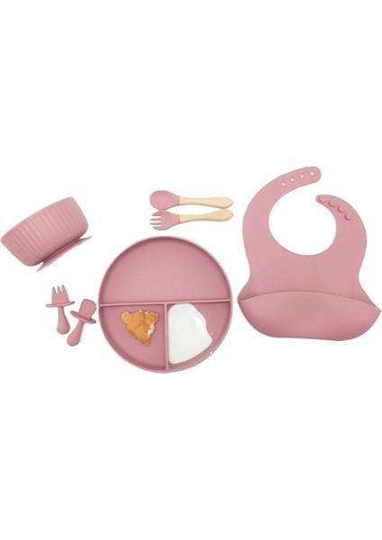 Yeni Silikon Çizgili Çocuk Sofra Takımı 7 Parçalı Set (Yurt Dışından)