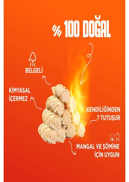 20'li Doğal Odun Yünü Mangal ve Şömine Tutuşturucusu