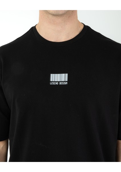 Oversıze Unisex Baskılı T-Shırt Barcode Black fiyatları