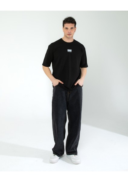 Oversıze Unisex Baskılı T-Shırt Barcode Black indirimleri